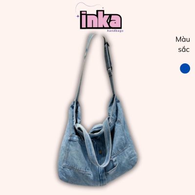 Túi đeo vai đeo chéo vải jeans nam nữ form to