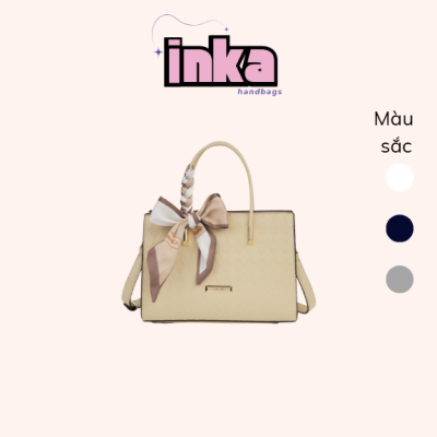 Túi xách tay vân hình thoi phối nơ